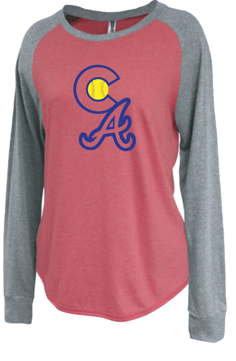 Colorado Aces Ladies Raglan Crew - CA logo
