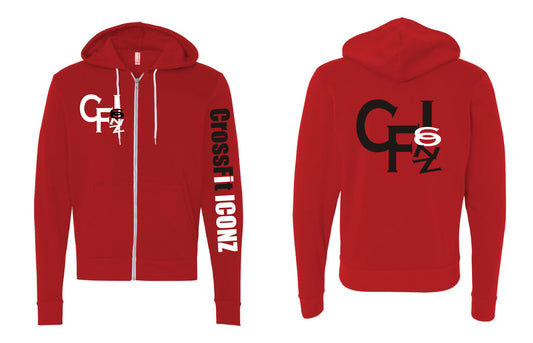 CF ICONZ Red Zip Up Hooded Sweatshirt
