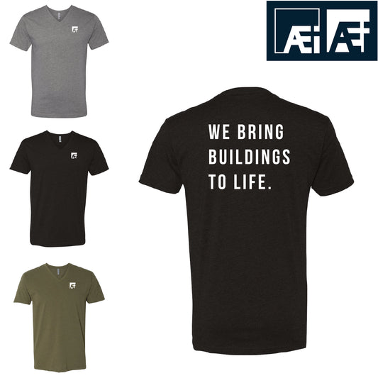AEI Men's CVC V-Neck T-Shirt - With Back Print
