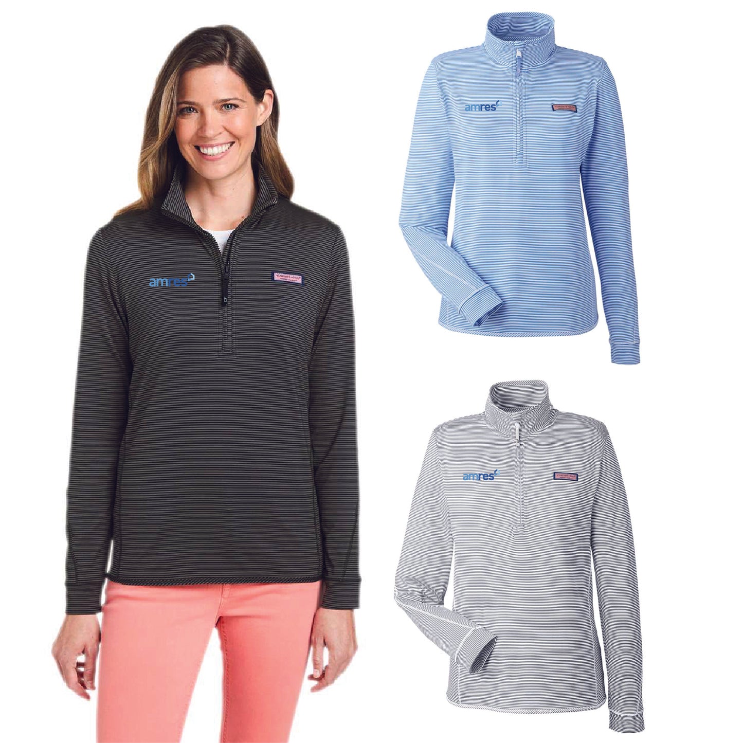 Amres Women's Microstripe Sankaty Half-Zip Pullover