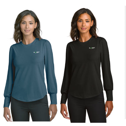 ELIQUENT Women’s Stretch Jersey Long Sleeve Blouson Top