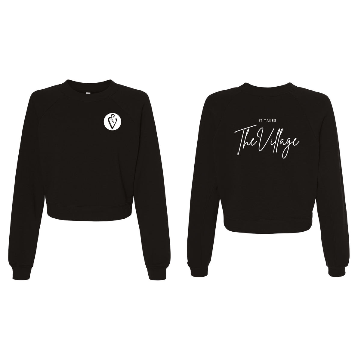 SJBF Women's Crop Raglan Fleece Crewneck Sweatshirt