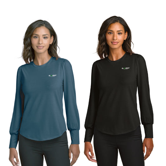 ELIQUENT Women’s Stretch Jersey Long Sleeve Blouson Top