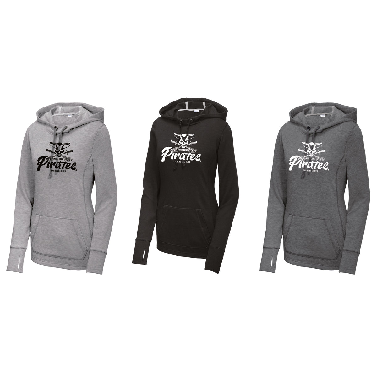 PIRATES Women's Tri-Blend Wicking Fleece Hooded Pullover