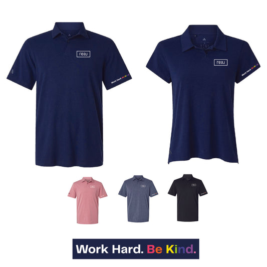 REAL Work Hard. Be Kind. Adidas Polo