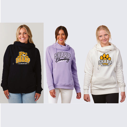 SHARP Ladies Classic Fleece Funnel Neck Pullover Hood