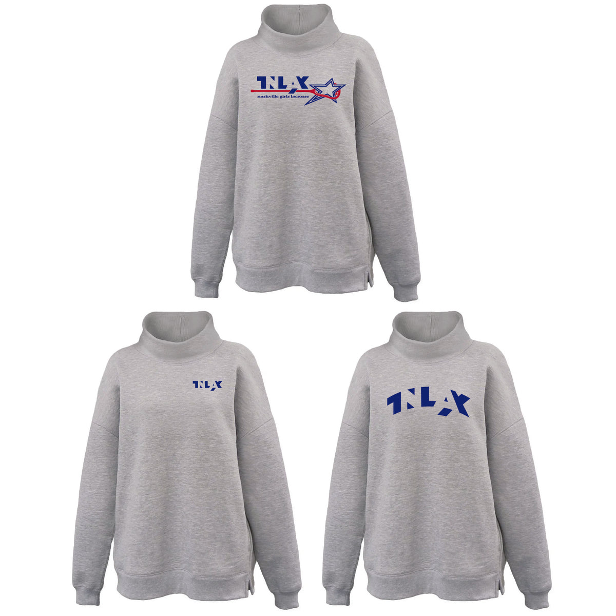 TNLAX Women's Oversized Mockneck - Grey